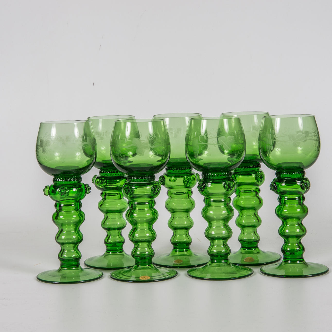 REMMARE, 7 stycken, grönt glas, Tyskland.