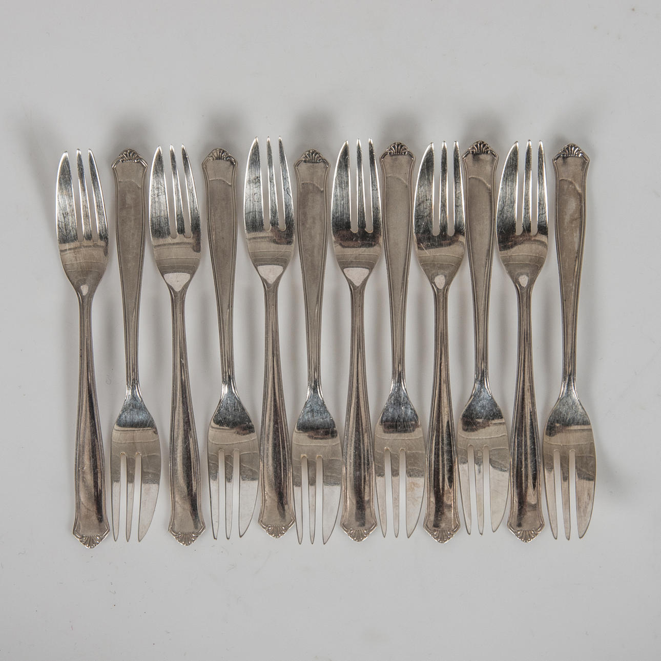 TÅRTGAFFLAR, 12 stycken, nysilver, GAB.