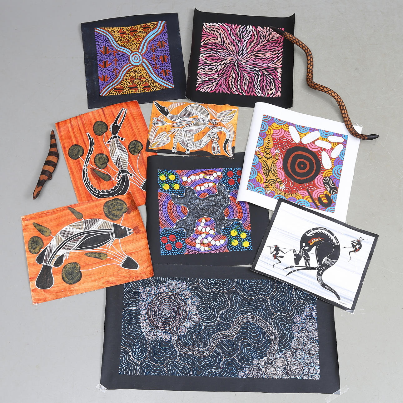 ART, 10 Stück, Kunst der Aborigines, Australien.