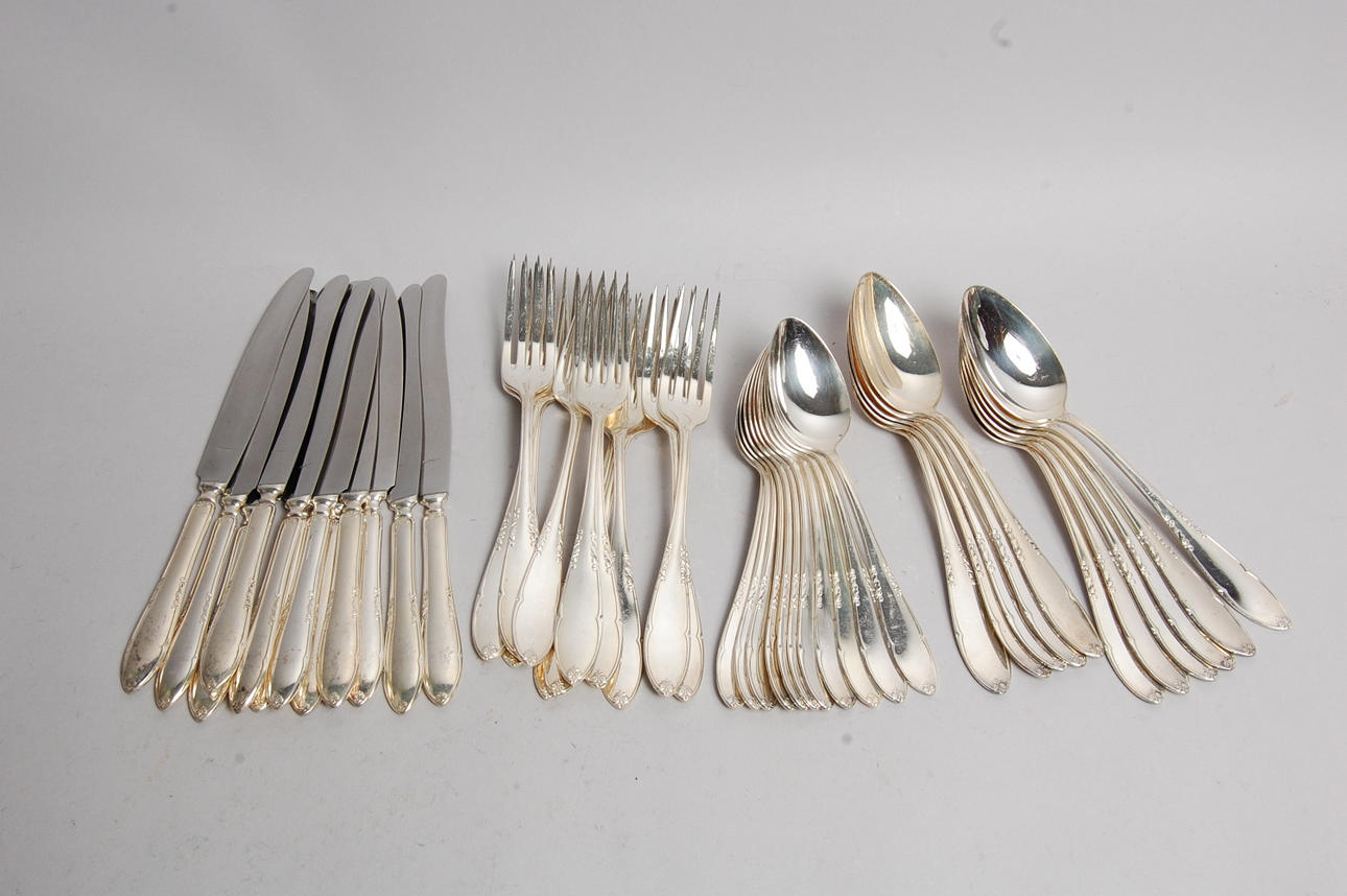 BESTICK, nysilver, " Svaneholm " 45 delar.