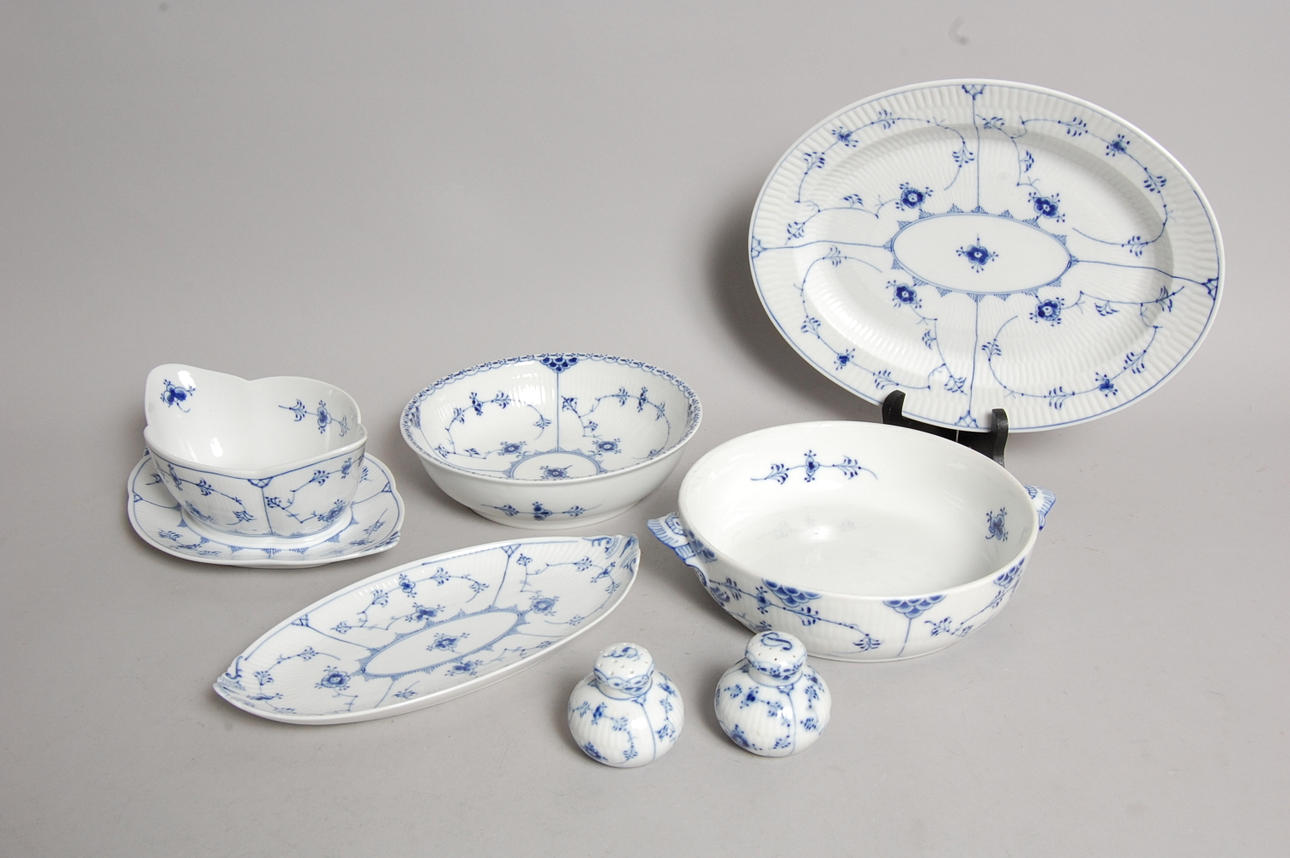 MUSSELMALET, 7 delar, Royal Copenhagen, stämpel 1922.