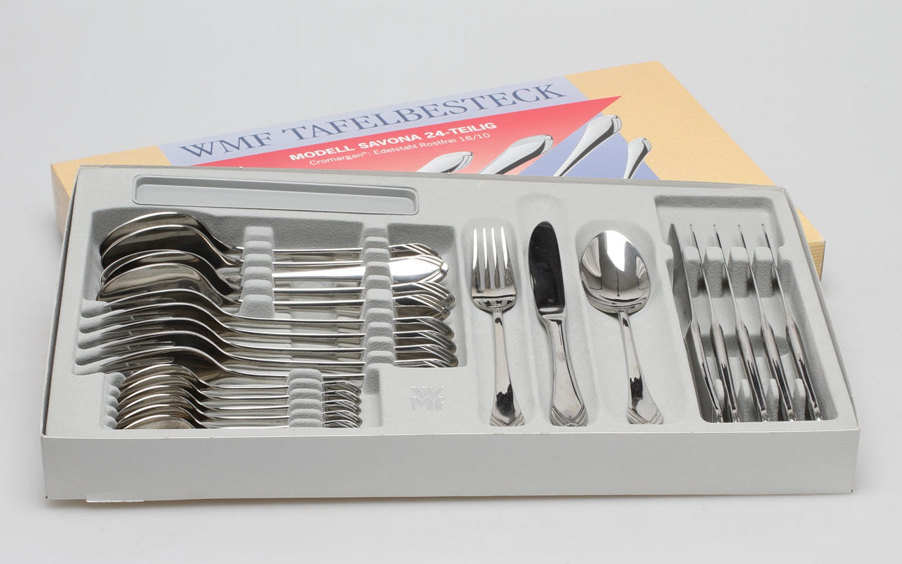 BESTICK, 24 delar, rostfritt, "Savona" WMF Wurttembergische Metallwarenfabrik.