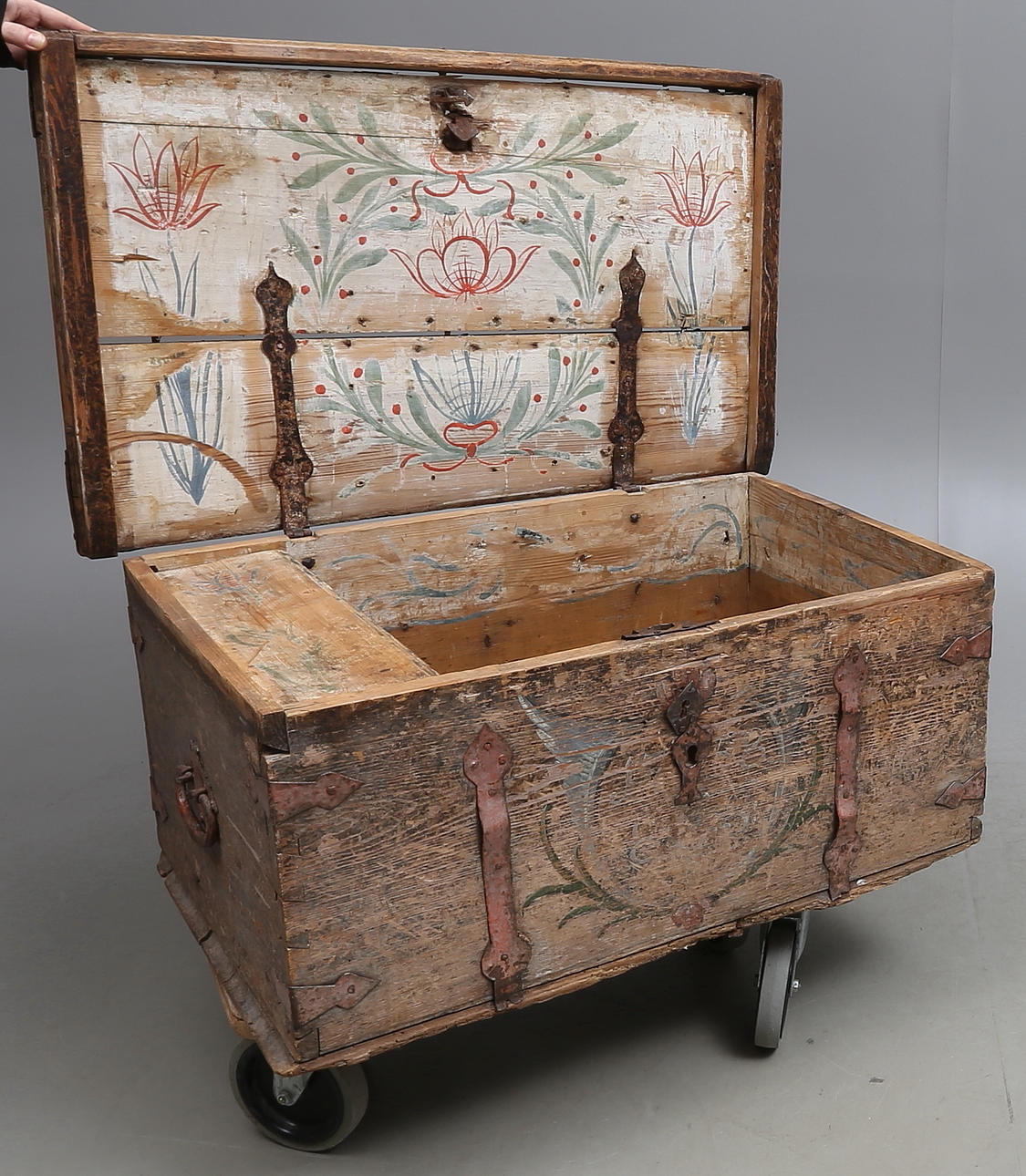 COFFIN, painted, 18th century.