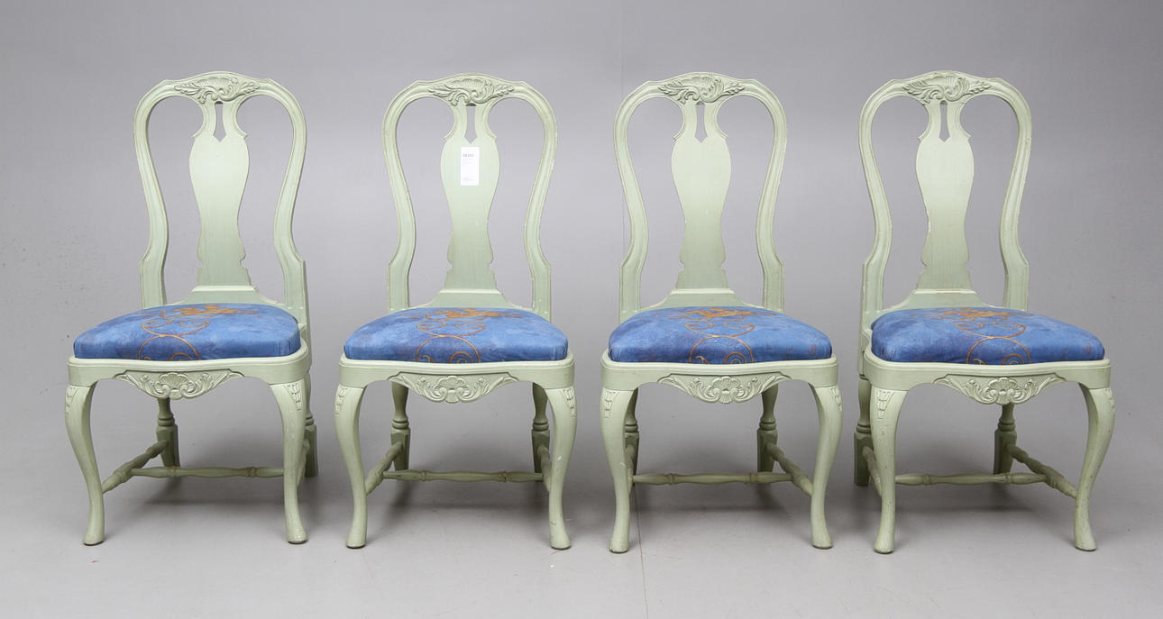 MATSALSSTOLAR, 4 st, rokokostil, 1900-tal.