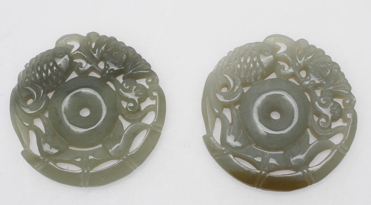AMULETTER, 1 par, jade, Kina.