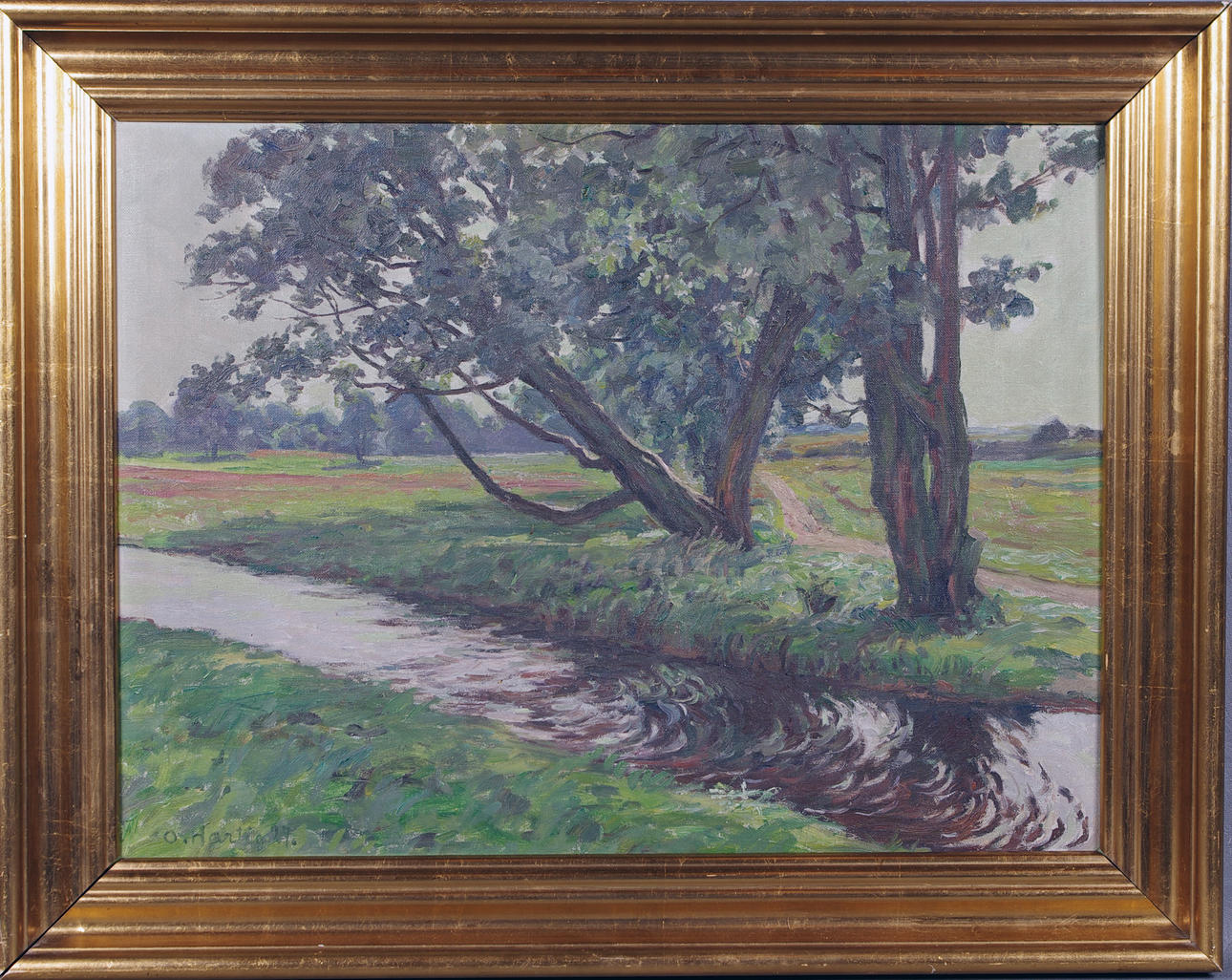 O. HARTIG. landskap med bäck.