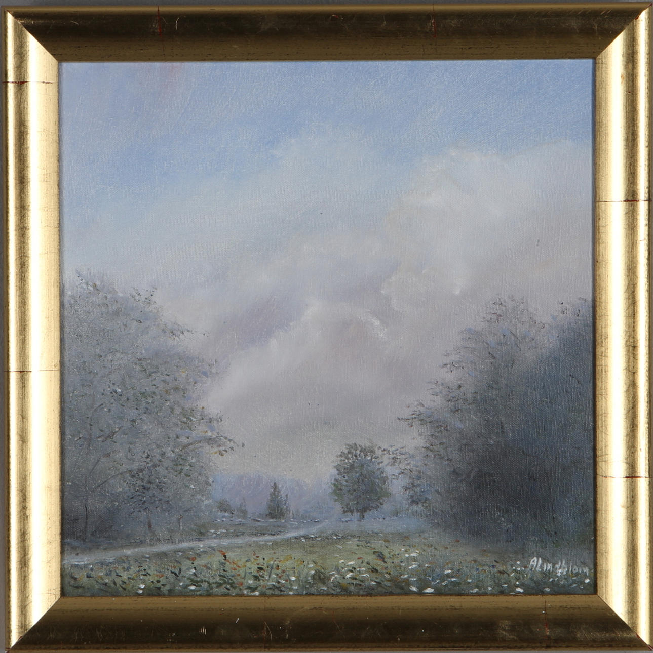 ARNOLD LINDBLOM. Sommaräng, olja på duk, signerad.