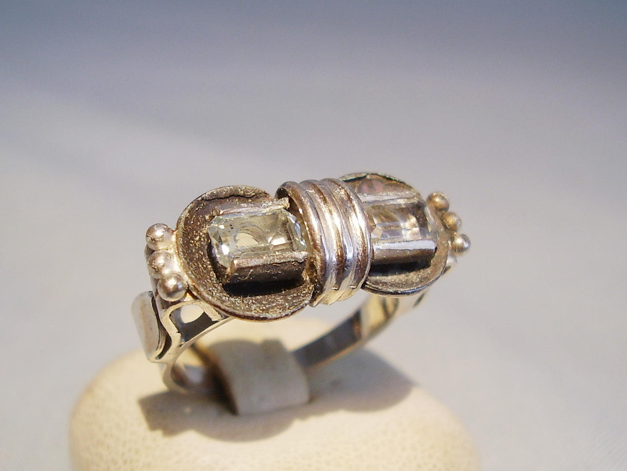AQUAMARIN RING SILBER 935 ART DECO.