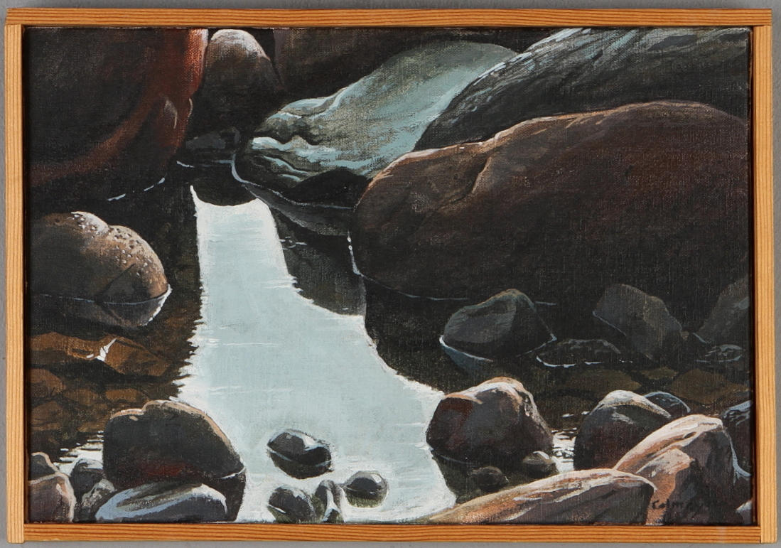 GÖSTA CALMEYER. Stenar vid vatten, olja på duk, signerad.