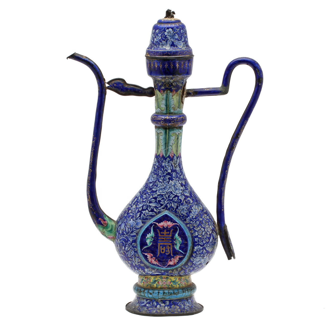 KANNA MED LOCK, emalj, Kina tidigt 1800-tal.