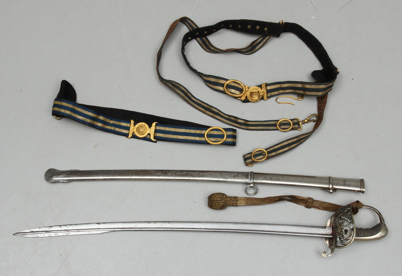 SABEL, för officer, Sverige, 1800-tal, SKÄRP och KOPPEL, flottan, Sverige.