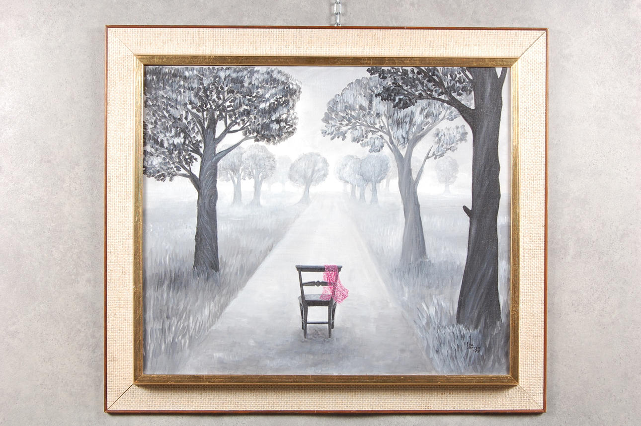 EVA LEUFVEN. olja på duk, " Väntan " signerad.