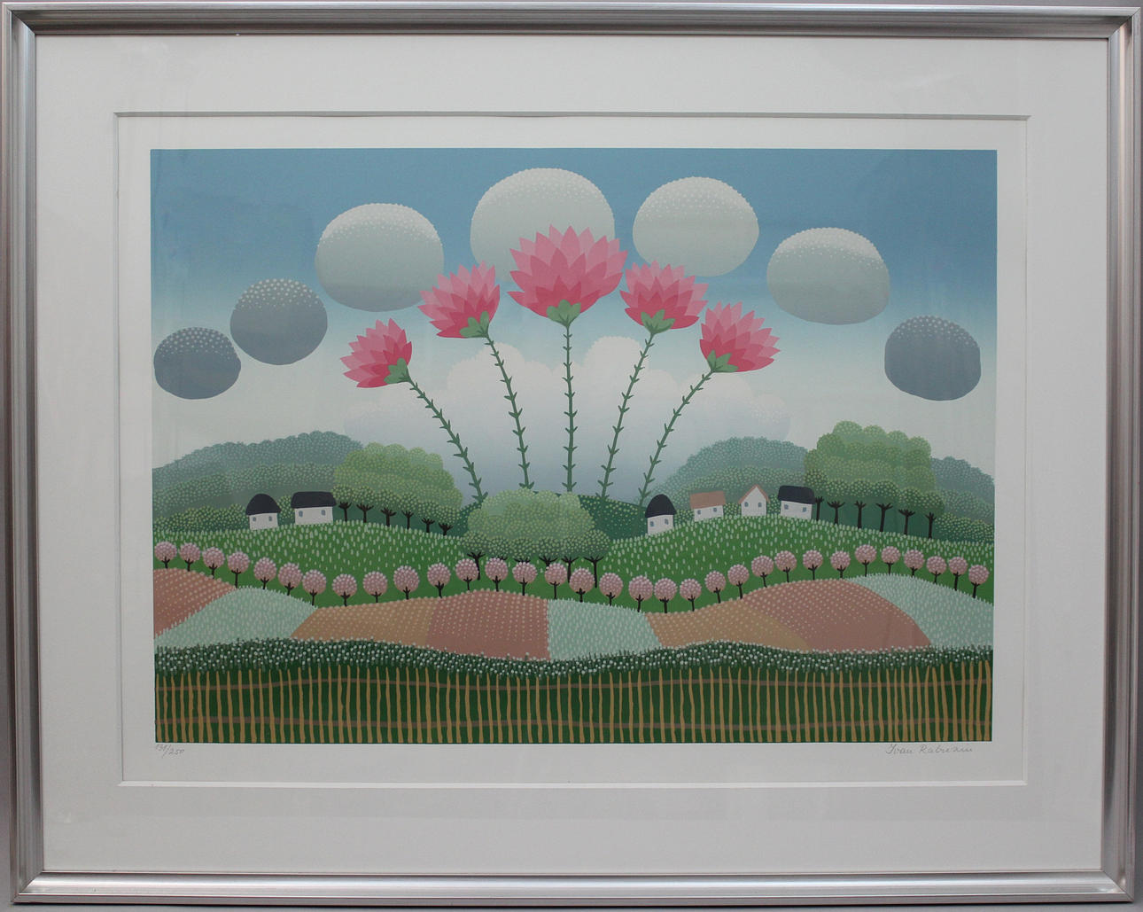 IVAN RABUZIN. Blomsterbyn. Färgserigrafi. Signerad. 131/250.