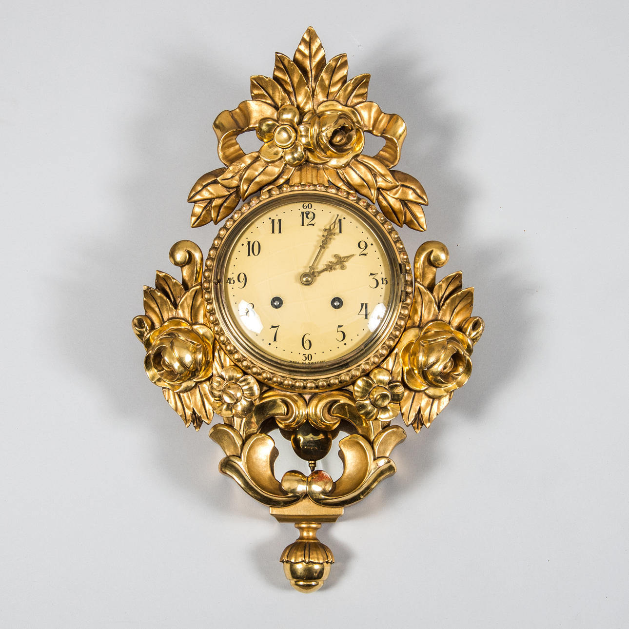 WALL PENDULUM, gilded, Westerstrand, rococo style.