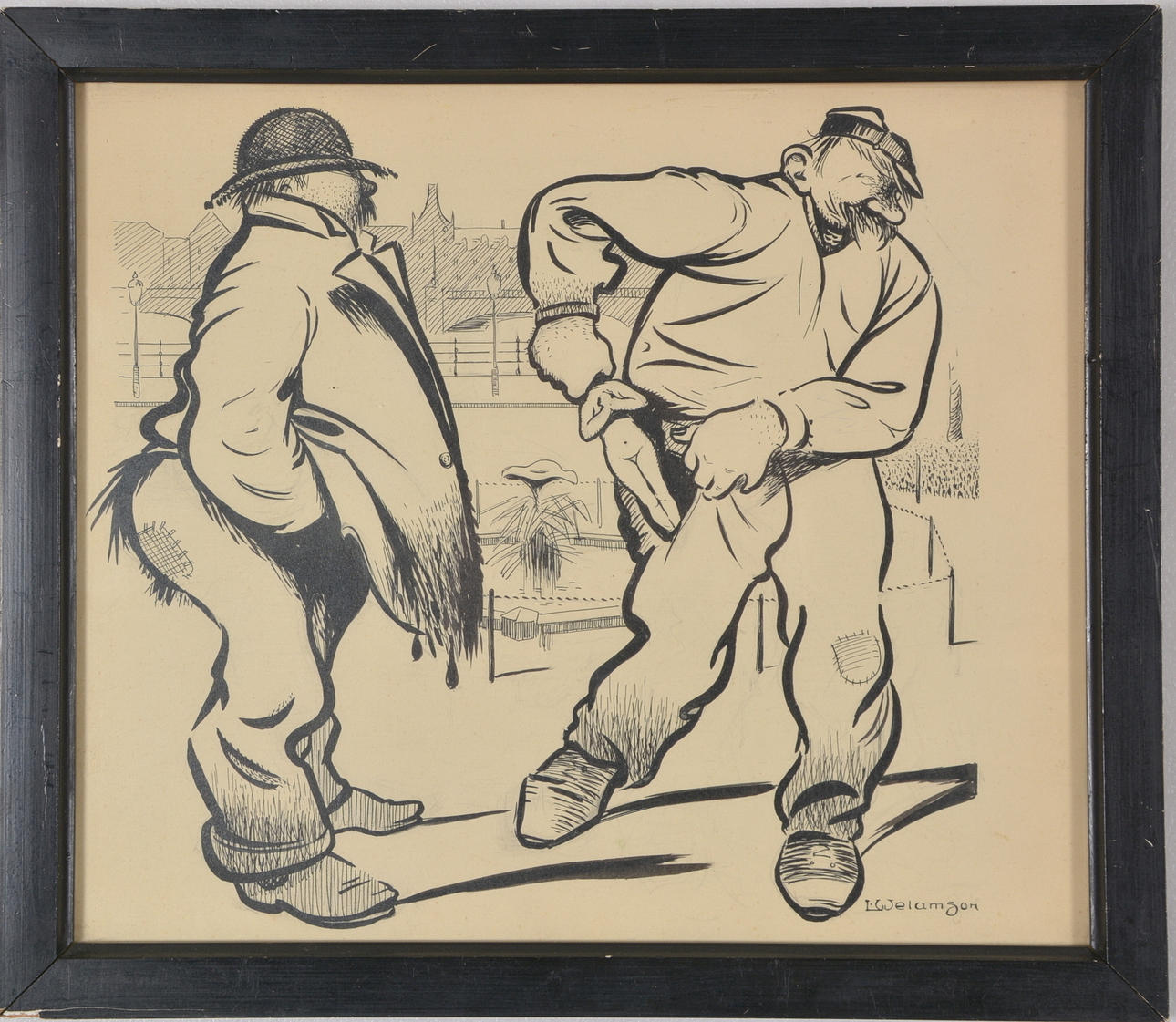 LEON WELAMSON. Dibujo a pluma y tinta.