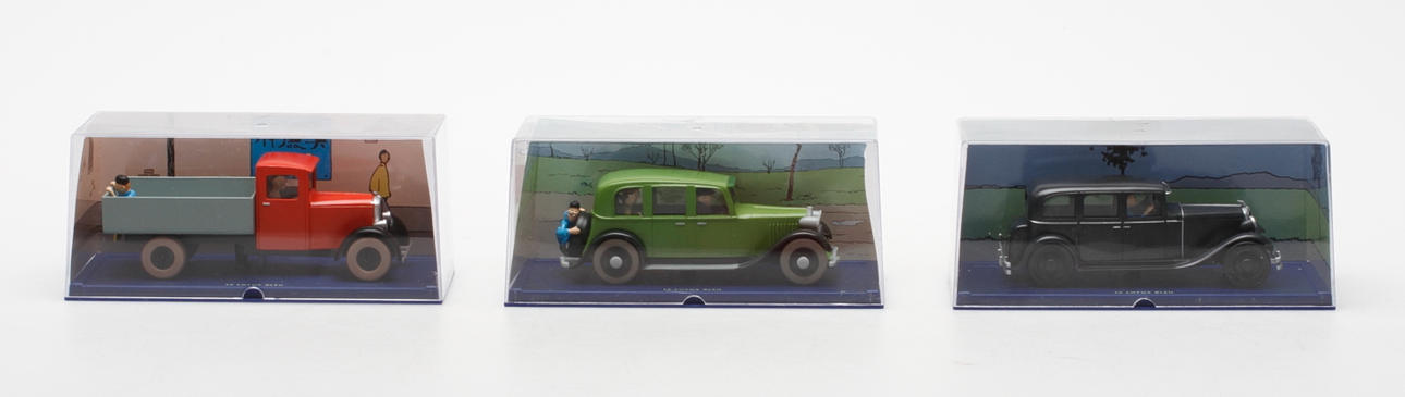 TINTIN, samlarbilar, 3 delar, "Blå Lotus", (C) Herge-Moulinsart.