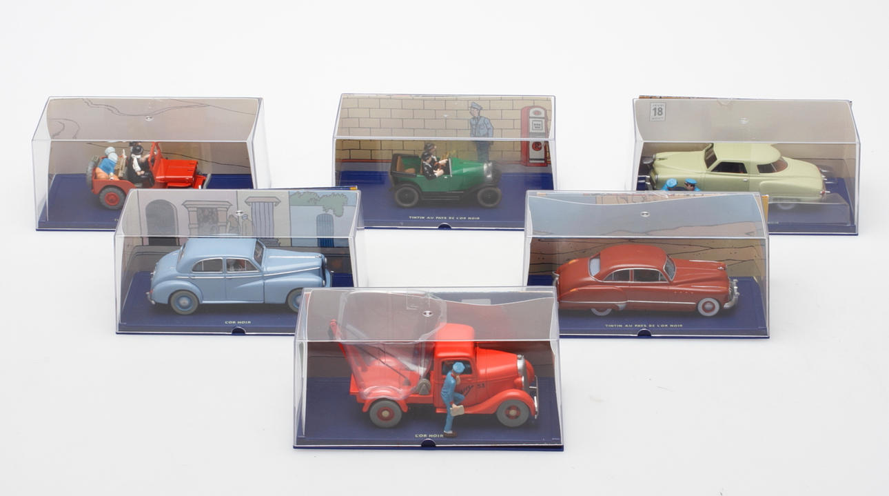 TINTIN, samlarbilar, 6 delar, "Det svarta guldet", (C) Herge-Moulinsart.