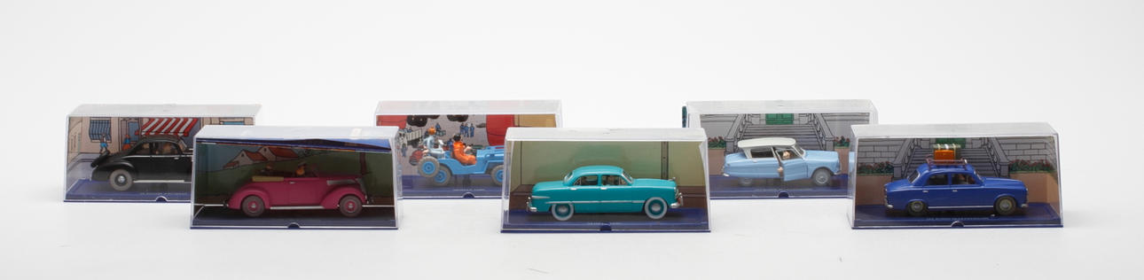 TINTIN, samlarbilar, 6 delar, "Månen tur och retur", "Kung Ottokars spira" och Castafiores juveler", (C) Herge-Moulinsart.