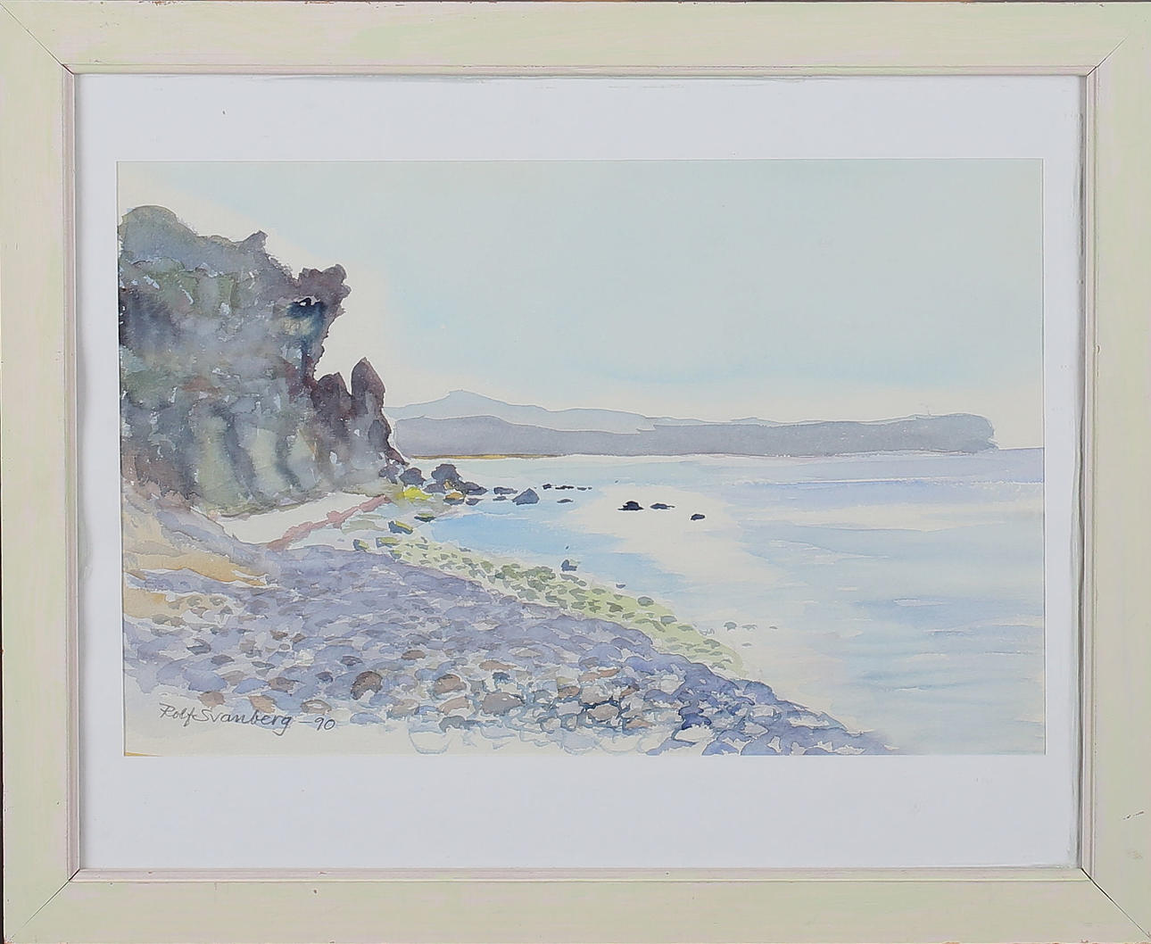 ROLF SVANBERG. Coastal motif, watercolour, signed and dated -90.