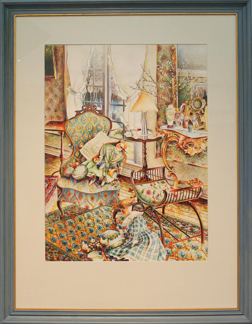 ULLA MOLIN. "Körsbärsblom". Akvarell. Signerad.