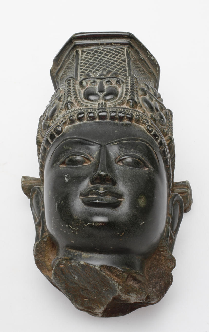 SKULPTUR, kvinnohuvud, sten, Indien.