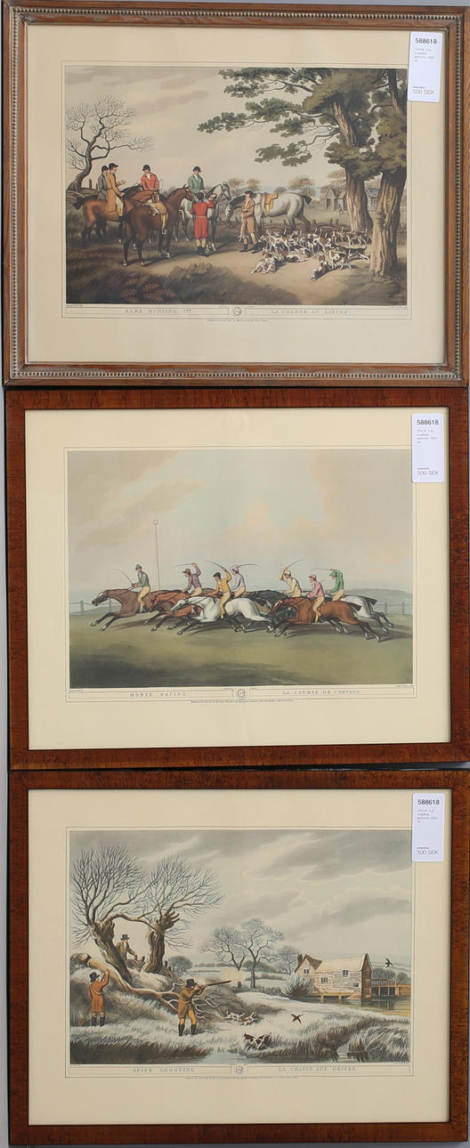 TRYK, 4 stk, engelsk jagtmotiv, 1900-tallet.