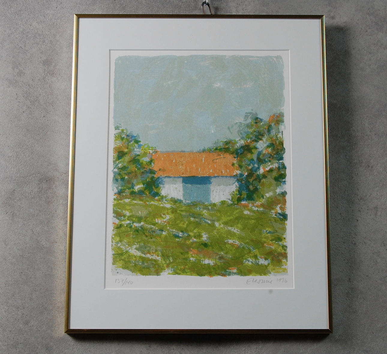 TORSTEN ERASMIE. färglitografi, "Blå port Österlen " signerad, numrerad, 137/140, daterad 1996.