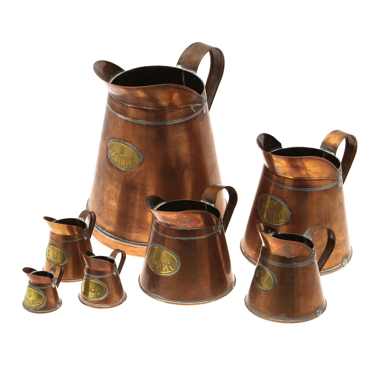 MÅTTSATS, 7 delar, koppar, 1900-tal.