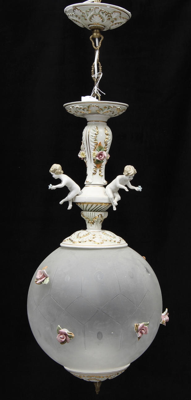 TAKLAMPA, keramik/glas, 1900 tal.