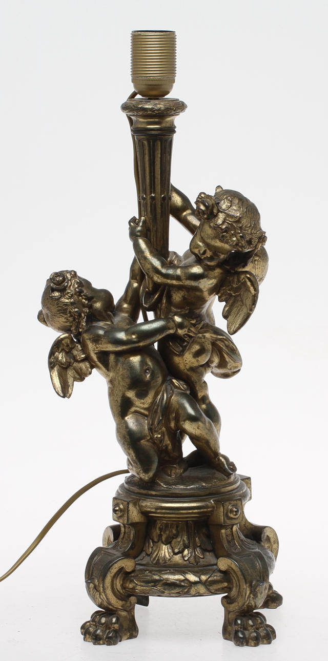 BORDSLAMPA, patinerad metall, Louis XVI-stil, 1900-tal.