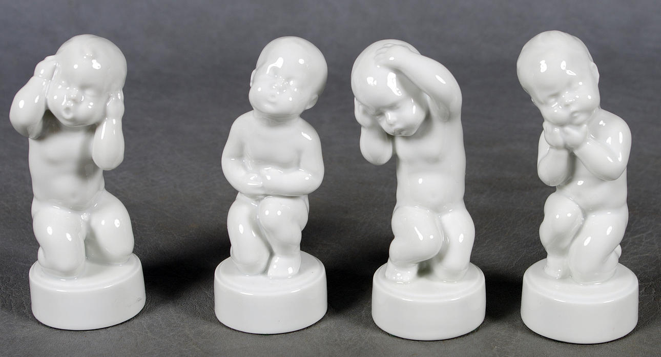 PORSLINSFIGURER, 4 stycken, Bing & Gröndal.