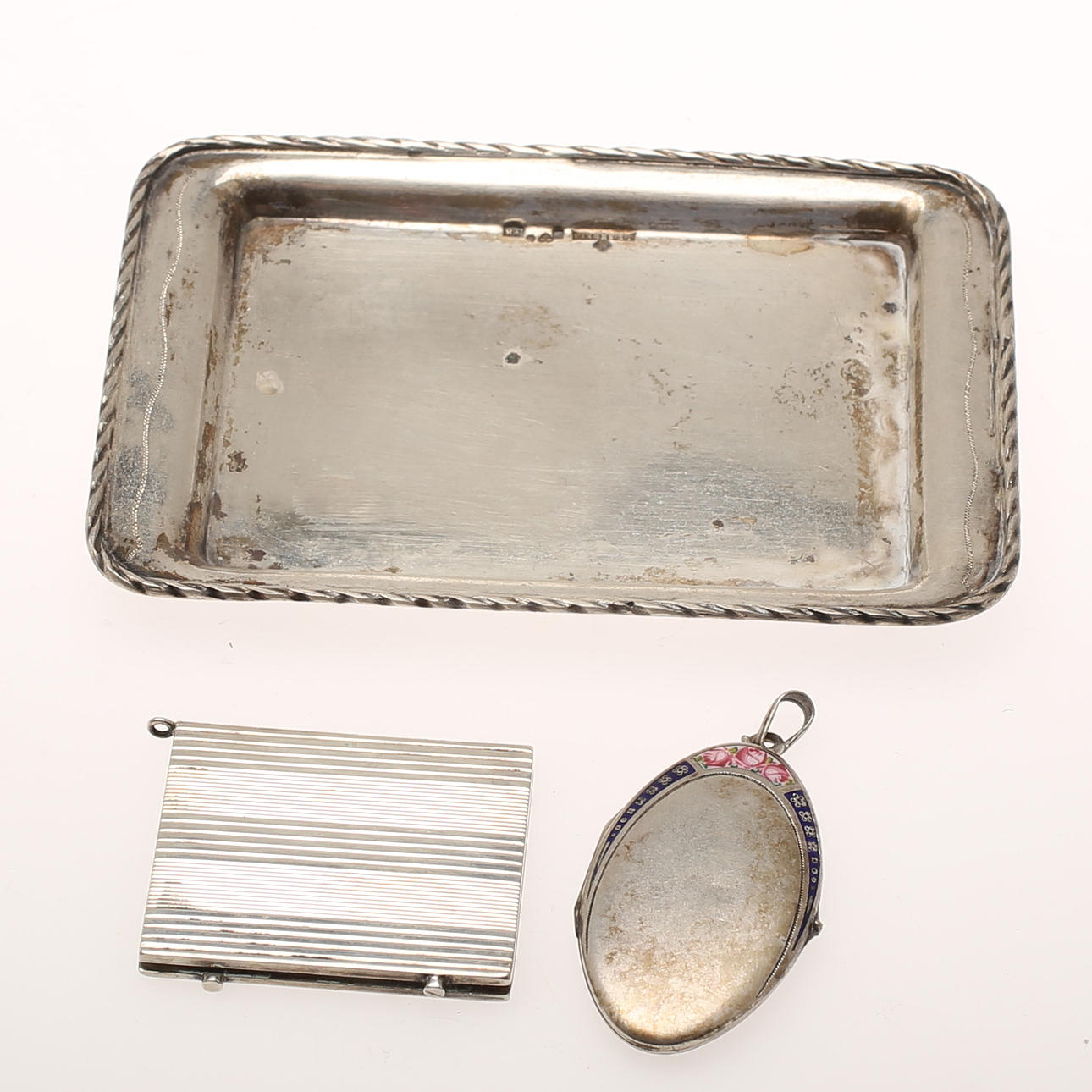 PHOTO CASE. TRAY. Silver. MEDALLION, nickel silver.