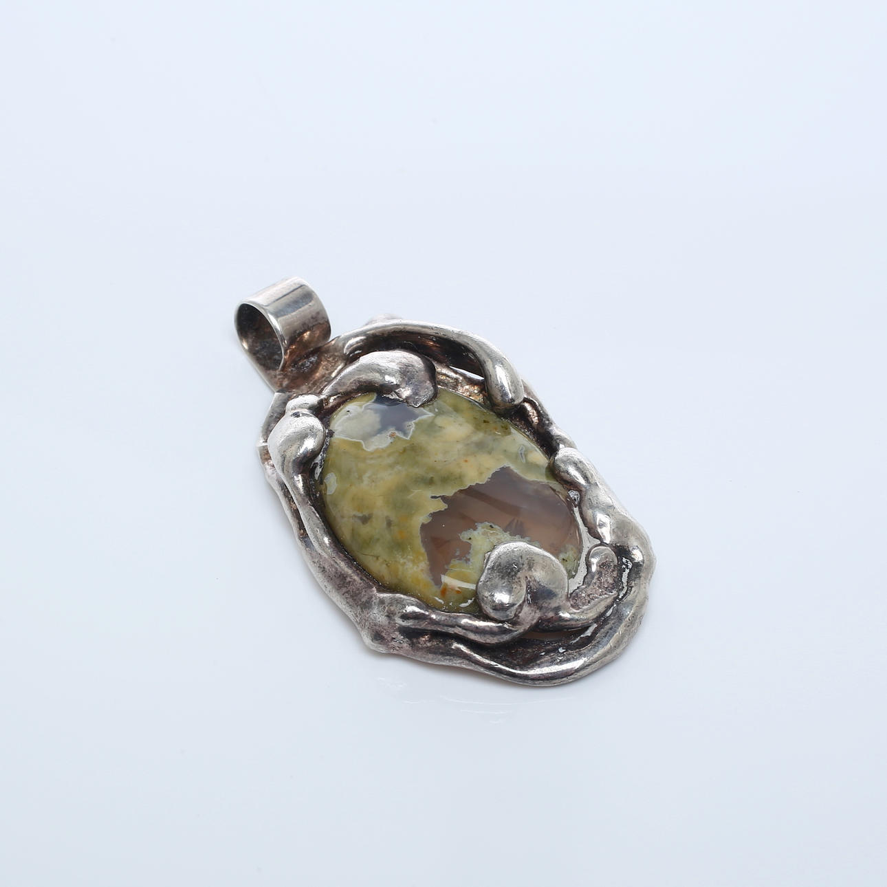 PENDANT, silver with stone, Anette Borke, Denmark, 1900s.