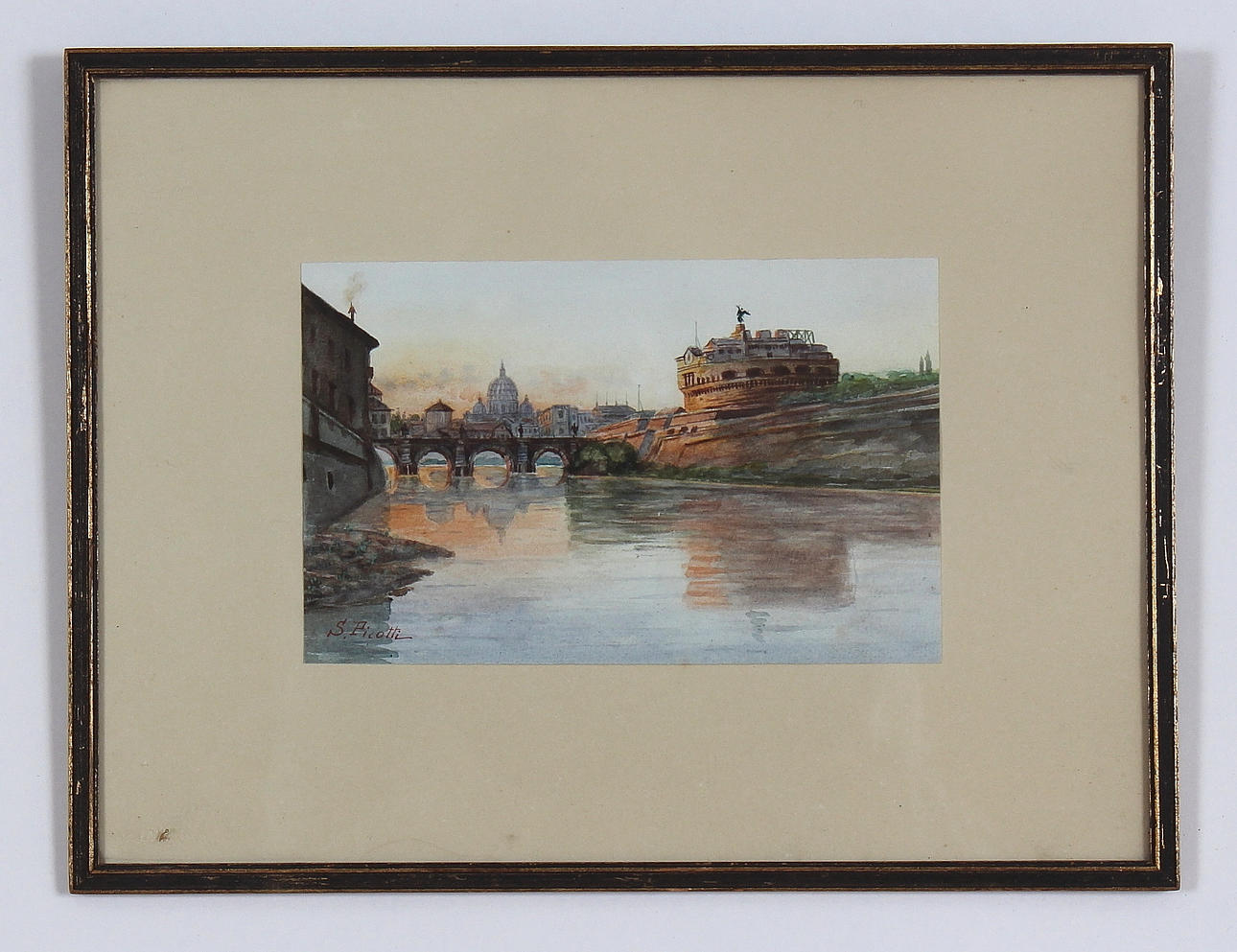 OIDENTIFIERAD KONSTNÄR. Signo de acuarela "Roma".