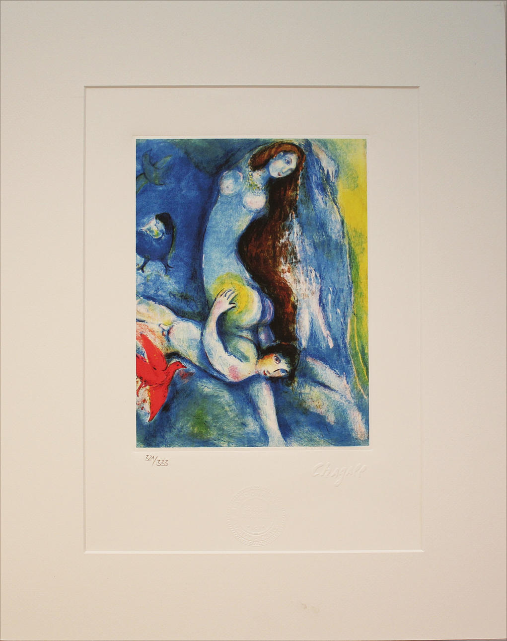 MARC CHAGALL. EFTER. Flygande kvinnor. Färglitografi. Prägelsignerad Chagall. 321/333.