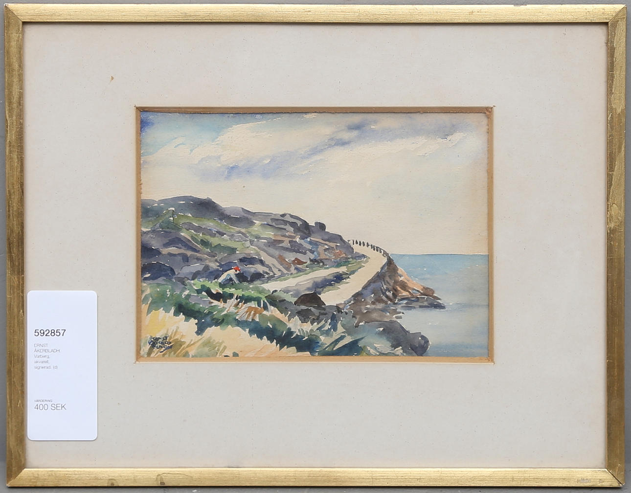 ERNST ÅKERBLADH. Varberg, Aquarell, signiert.