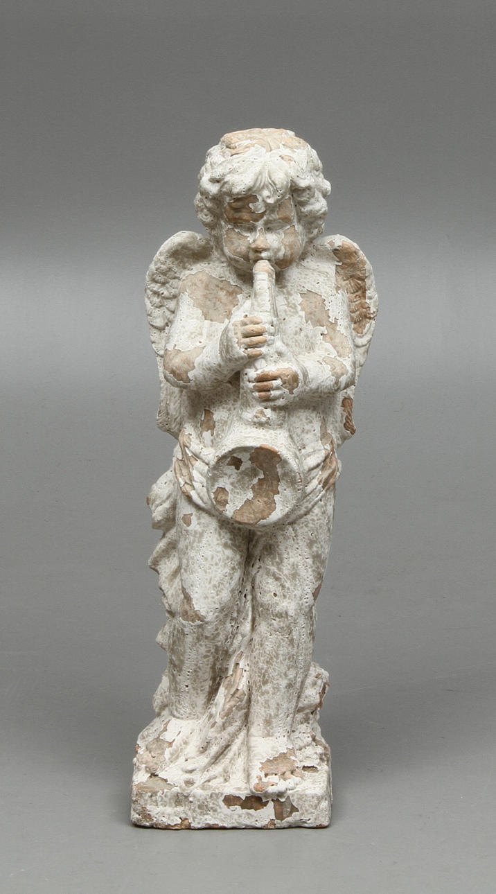 TRÄDGÅRDSSKULPTUR, Putti, bemålad terracotta, 19/2000-tal.