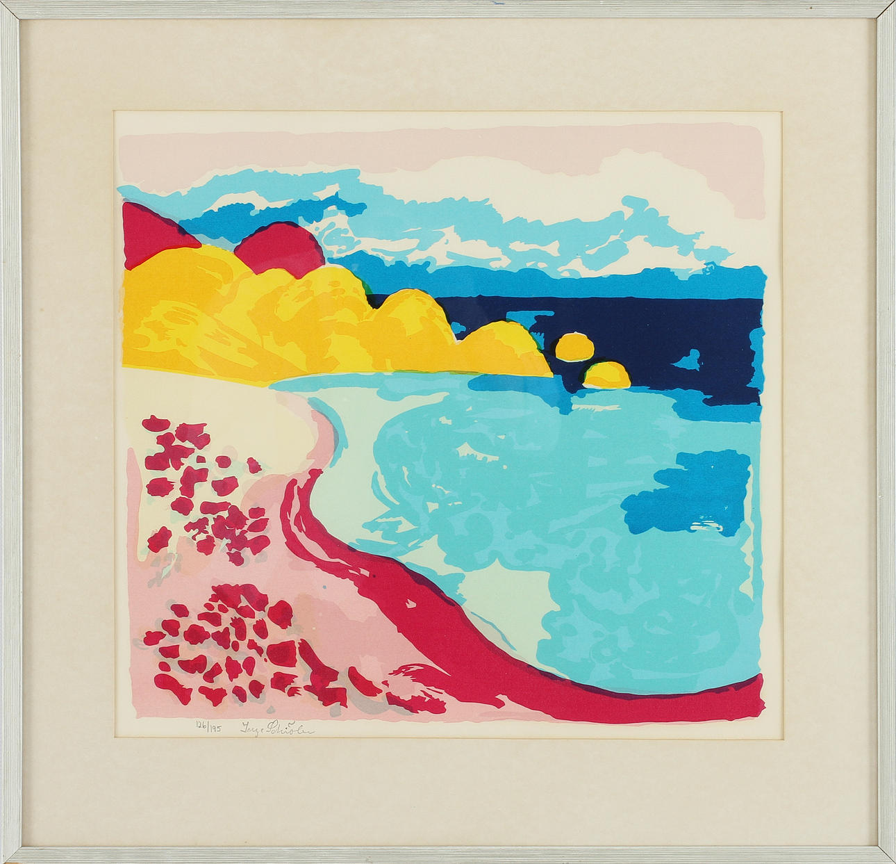 INGE SCHIÖLER. Serigrafi, "Havsvik", stämpelsignerad och numrerad 126/195.