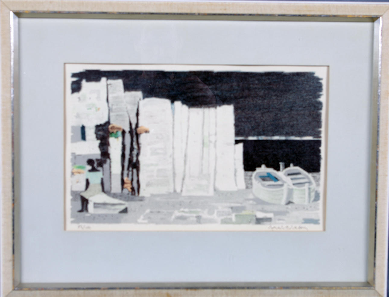 AXEL OLSON. Kritklipporna, färglitografi.