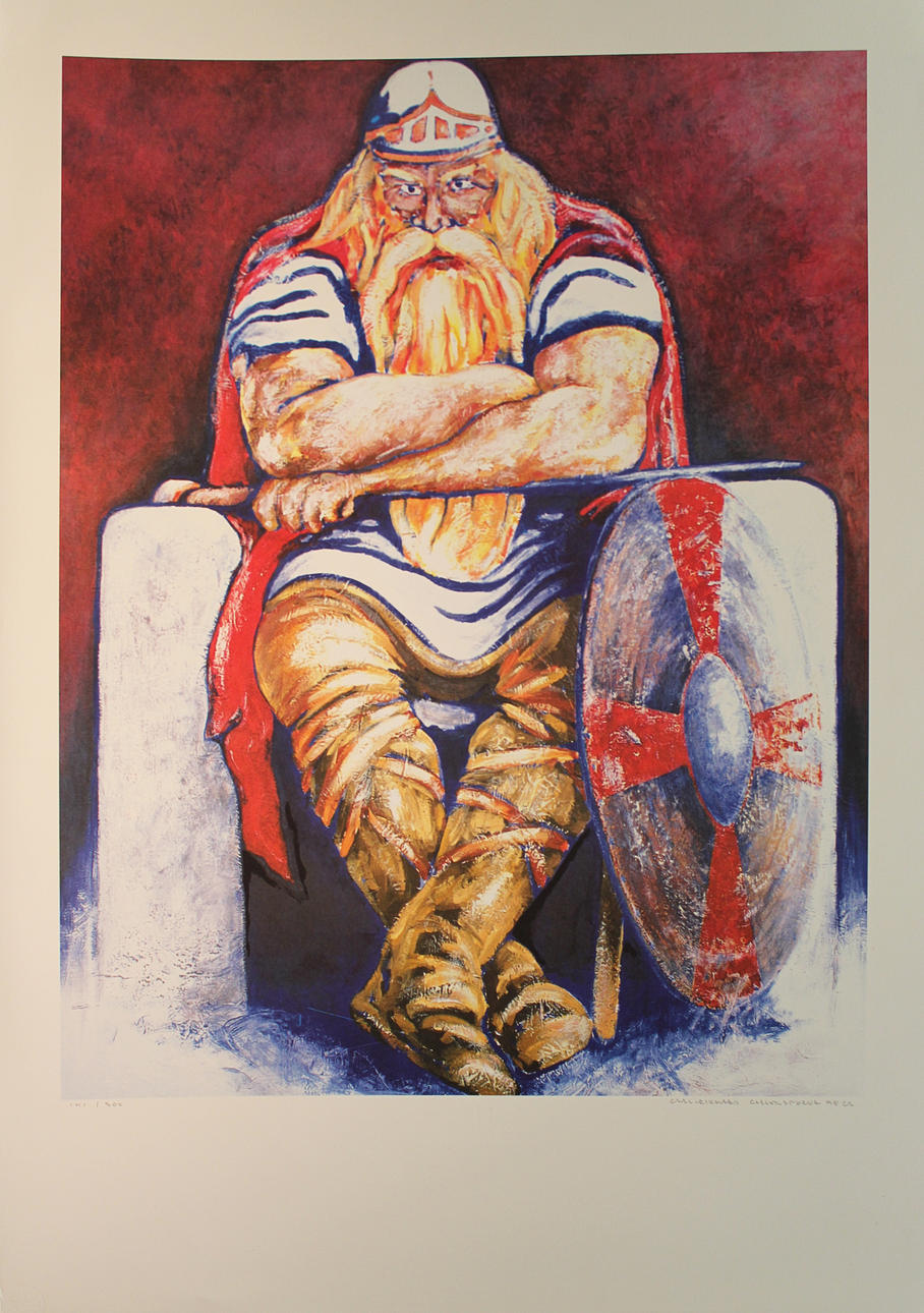 CARL-RICHARD CARLENSTIERNA. Vikingahövding. Färgserigrafi. Signerad och daterad -98. 141/300.