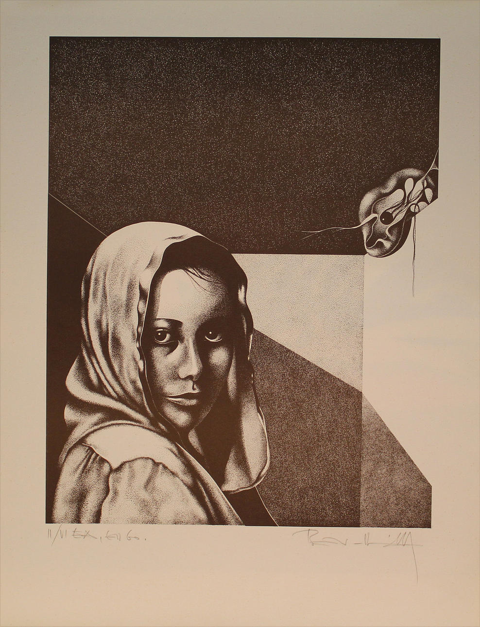 BEN DAVID. Ansikte. Litografi. Signerad. II/VI.