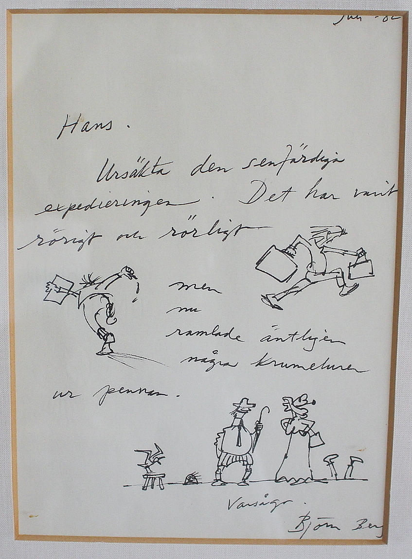 BJÖRN BERG. Ink drawing, sign & Dated June 02.