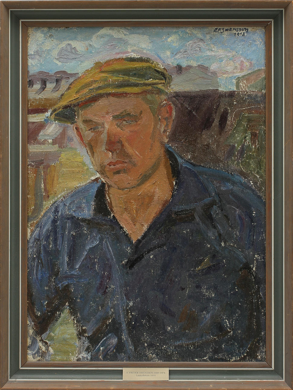 FRITHIOF SWENSSON. "Lantarbetare". Olja på duk, signerad och daterad -1918.