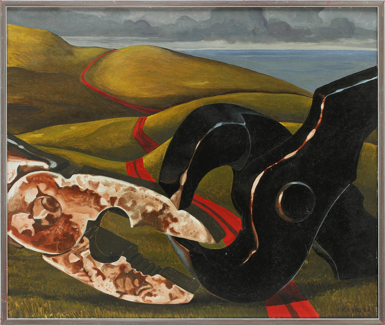 FOLKE LIND. "Gränsintermezzo". Olja på duk, signerad och daterad -78.