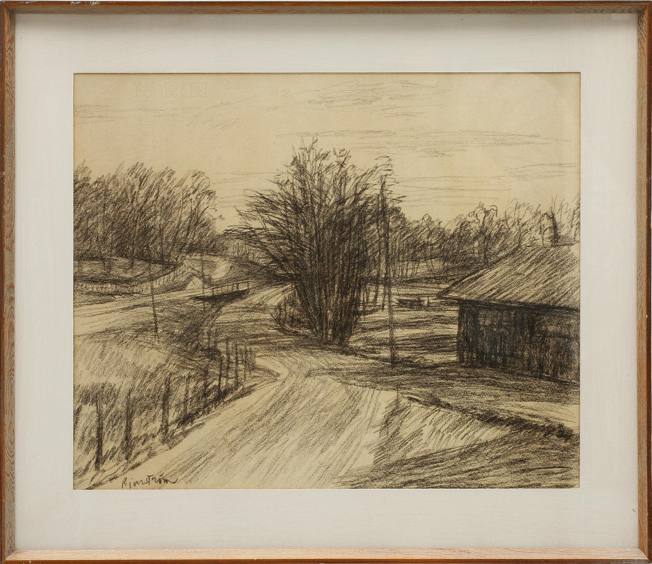 TOR BJURSTRÖM (1888-1966). Kolteckning, signerad.