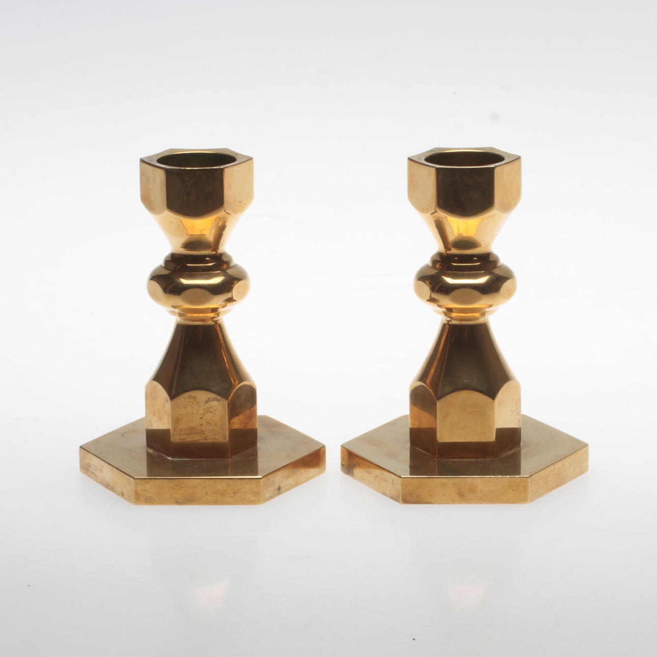 CANDLE STICKS, a pair, Metallöjden Gusum. 1978.