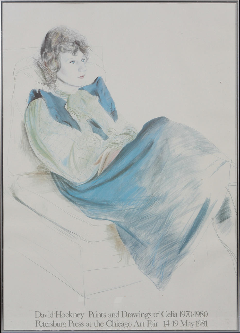 DAVID HOCKNEY. Frauenporträt, Plakat.