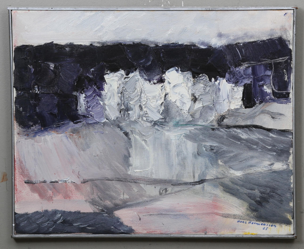 HANS HERMANSSON. "Vinterlandskap", olja på duk, Signerad Hans Hermansson 65.