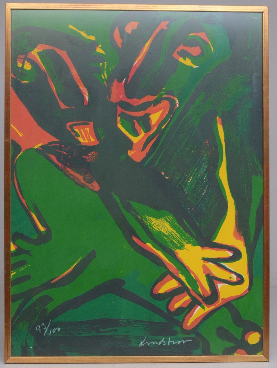 BENGT LINDSTRÖM. Green figure, lithograph.