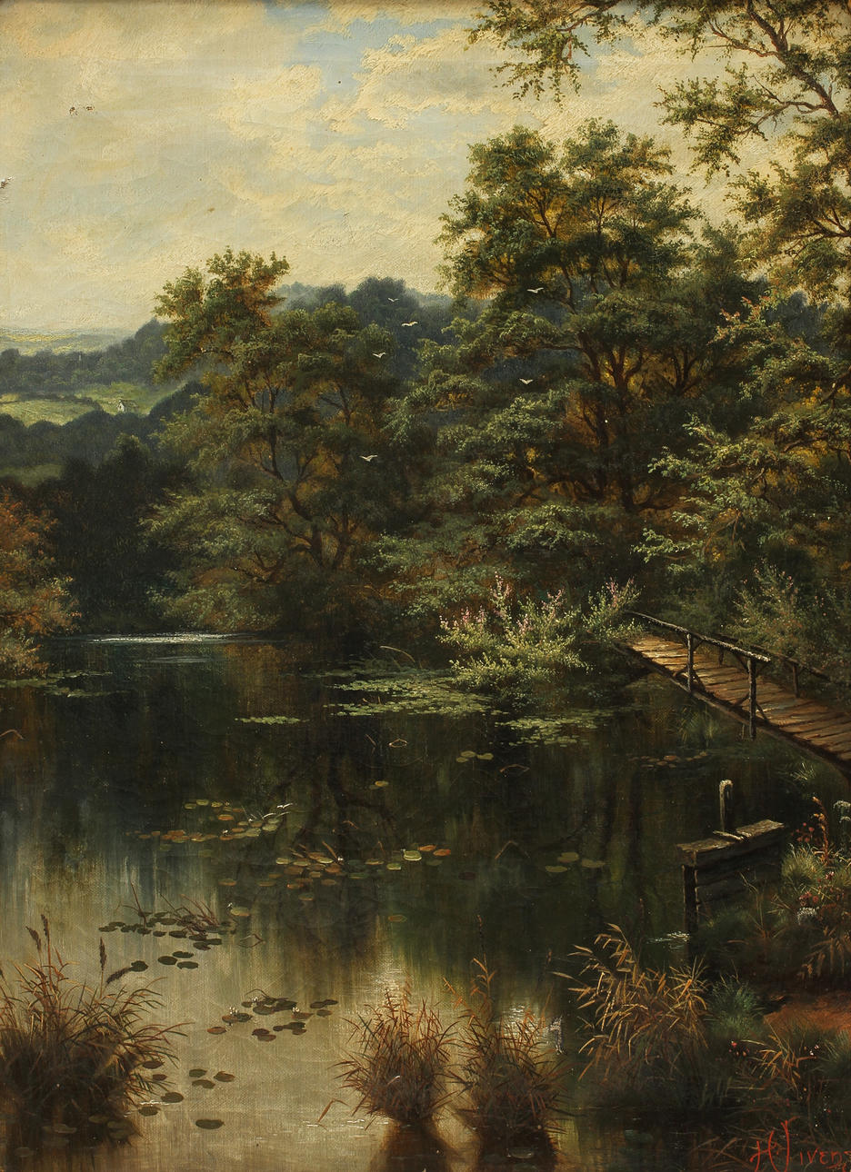 HORACE MANN LIVENS. Olja på duk uppspänd på pannå, signerad.